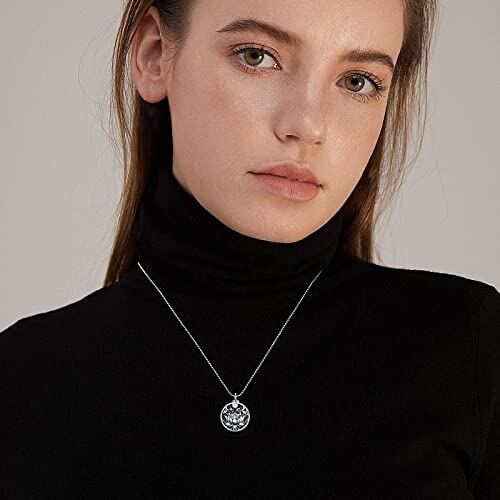 Sterling Silver With Black Rhodium Moonstone Lotus With Evil Eye Urn Necklace For Ashes For Women