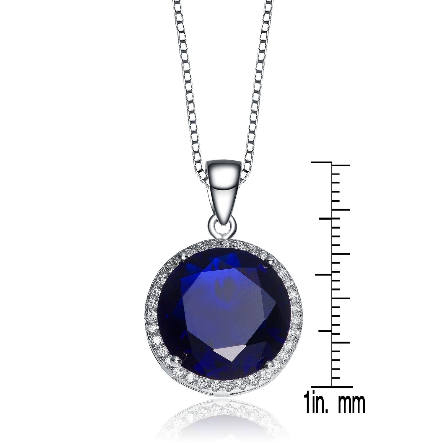 Sterling Silver Blue Cubic Zirconia Round Pendant