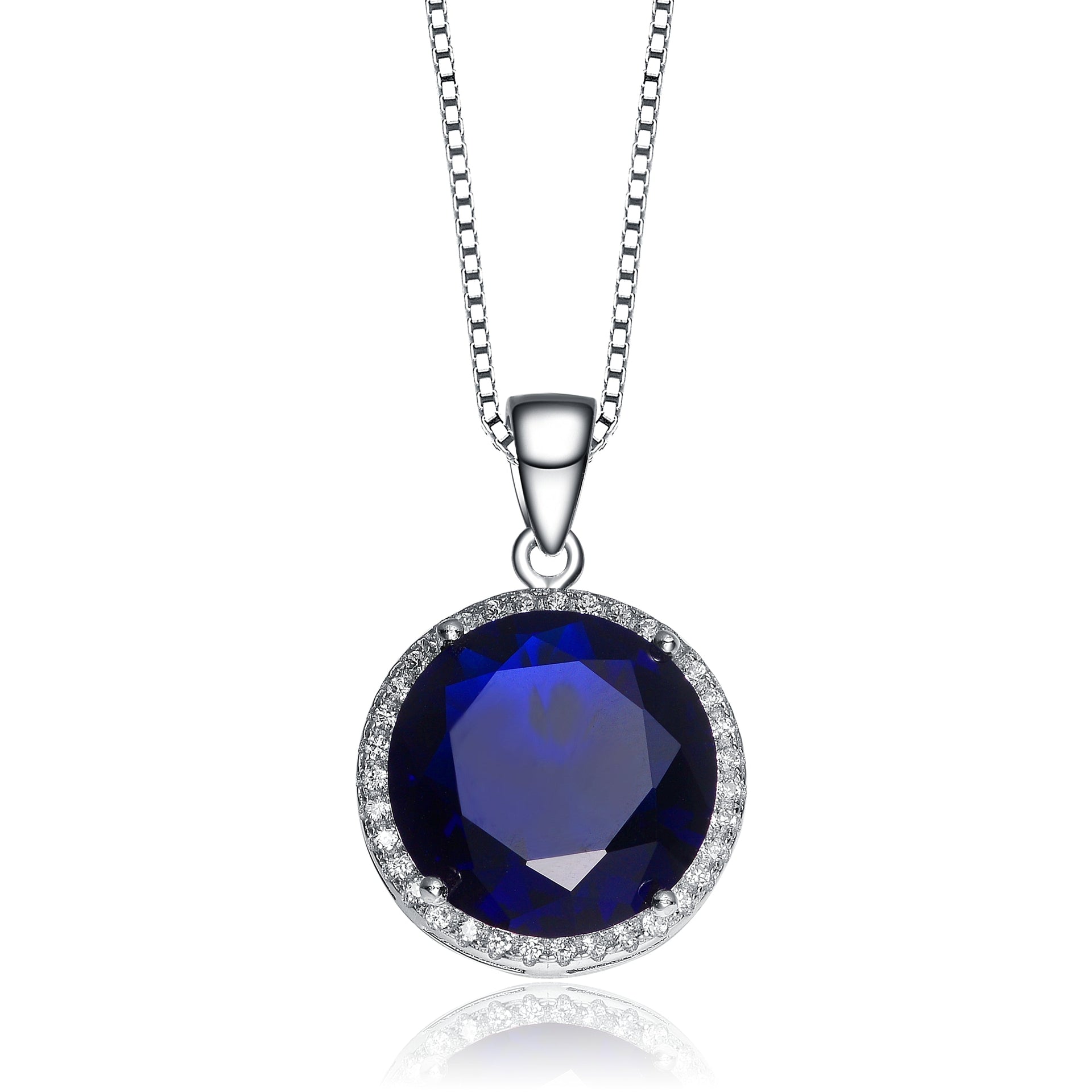 Sterling Silver Blue Cubic Zirconia Round Pendant
