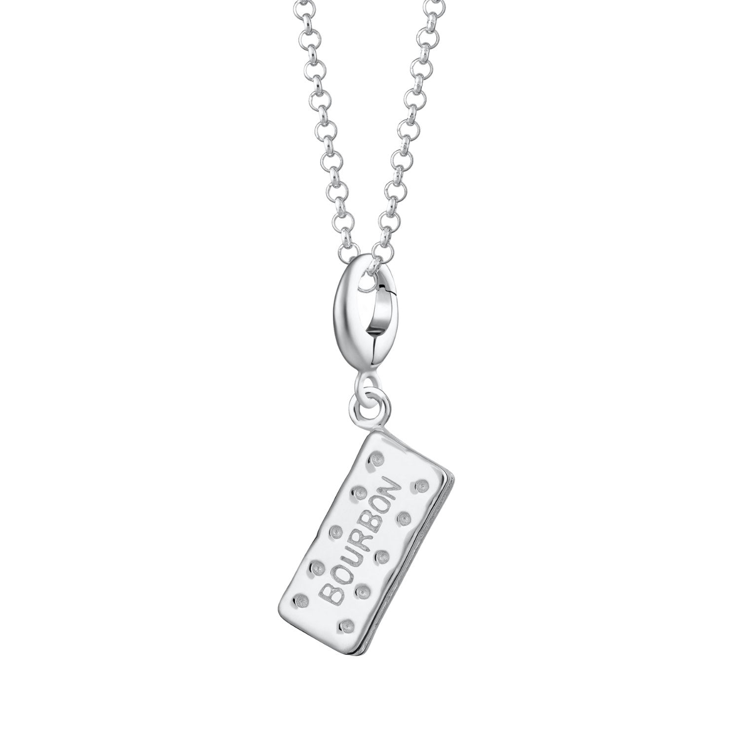 Sterling Silver Bourbon Biscuit Charm Necklace
