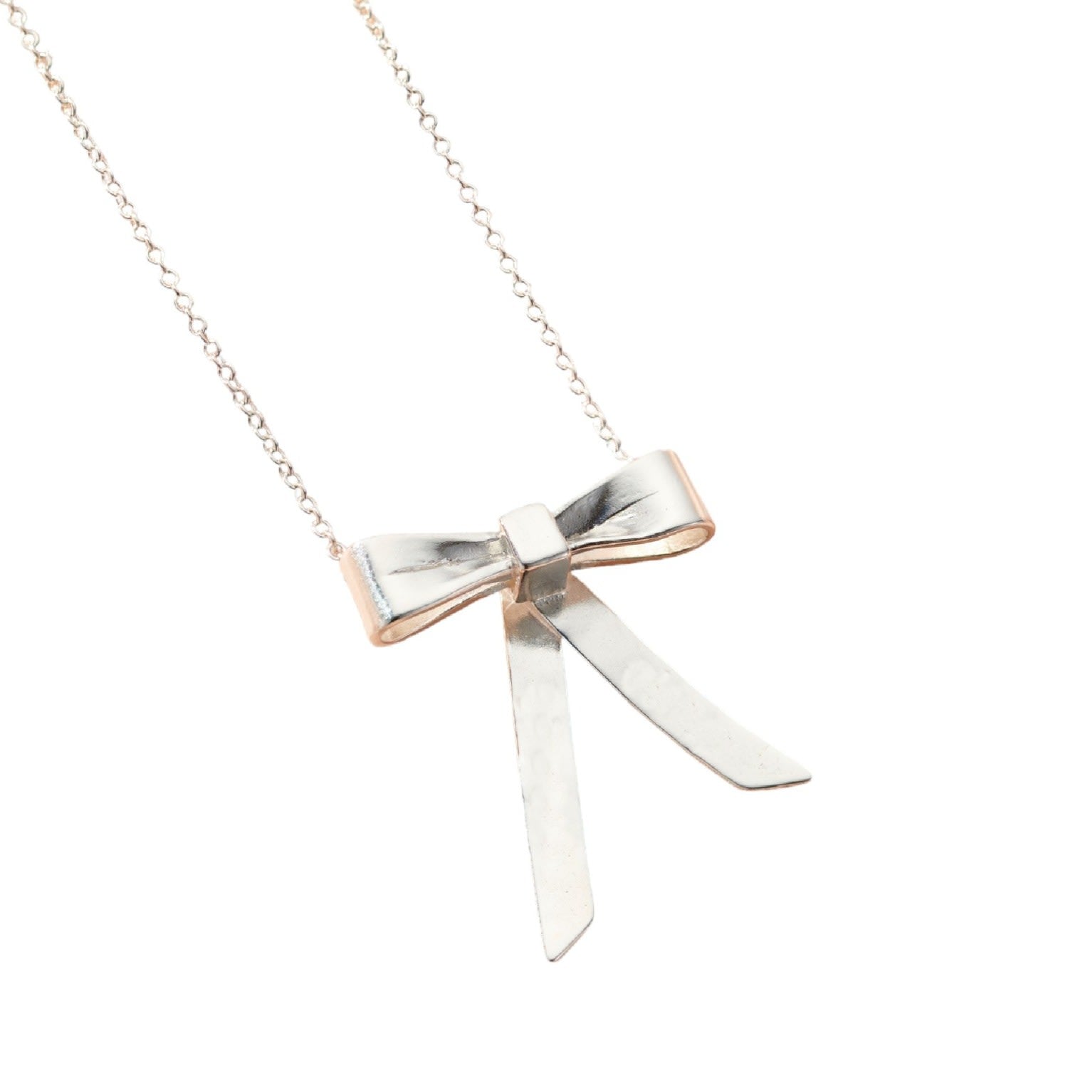 Sterling Silver Bow Charm Necklace
