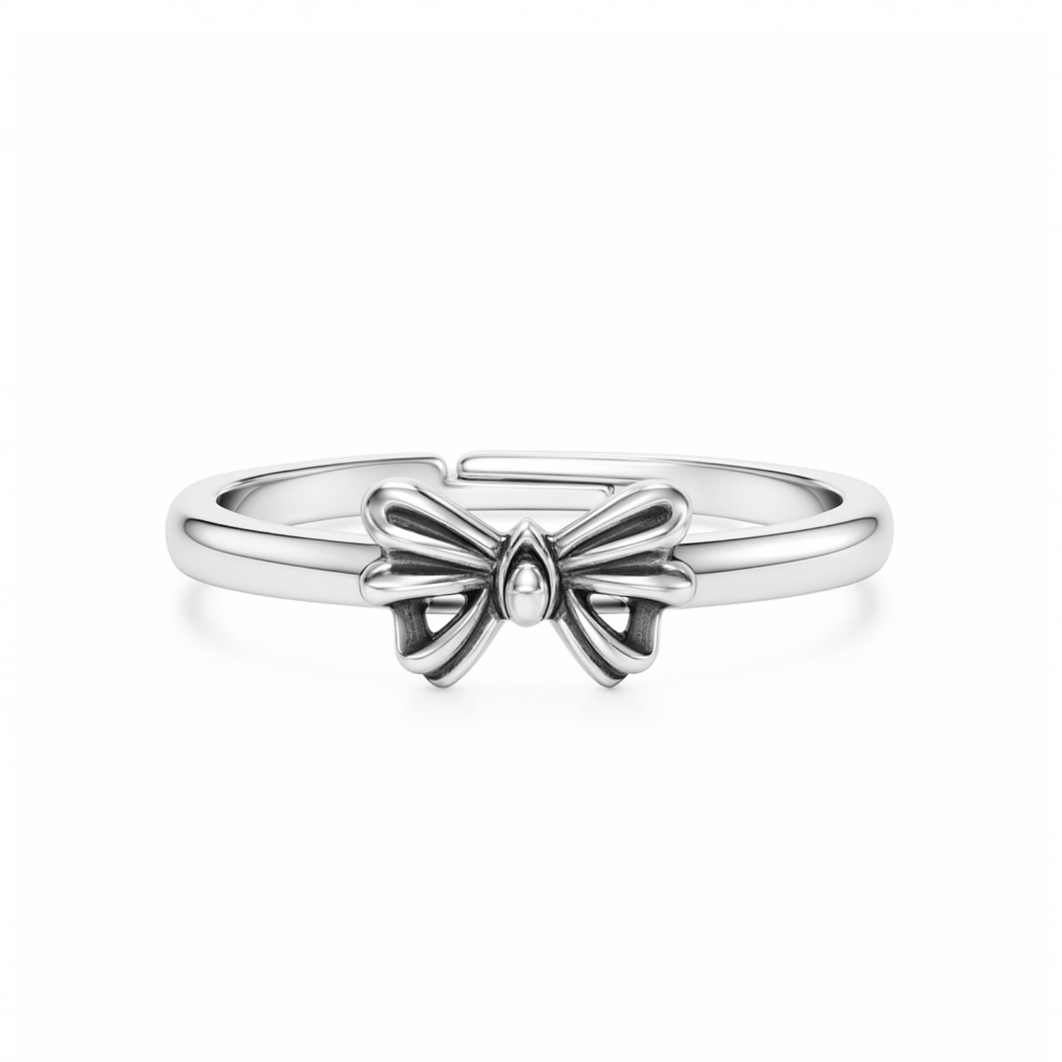Sterling Silver Bow Ring – Romantic, Feminine, Adjustable - Unaloe Handmade Ring For Women