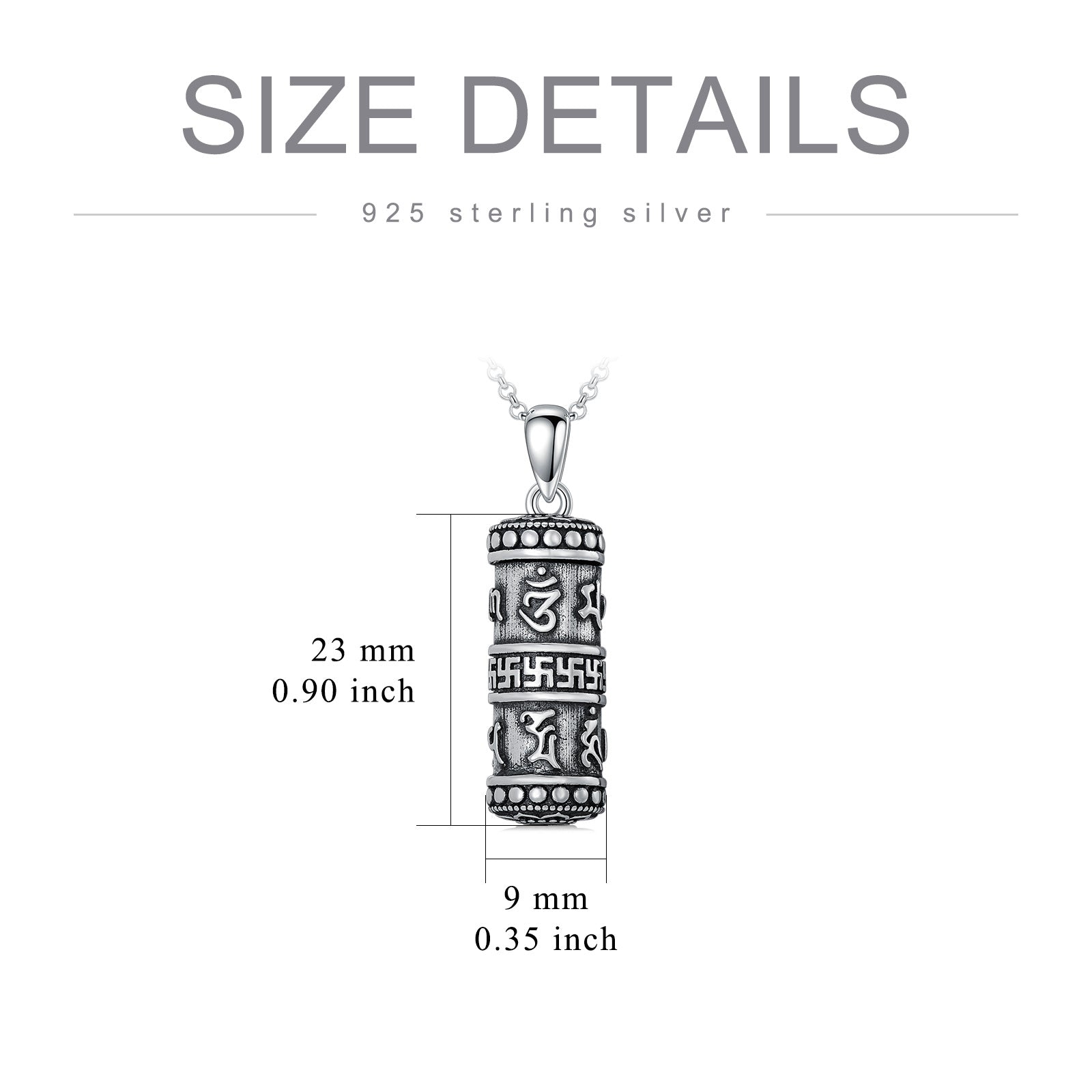 Sterling Silver Buddhist Prayer Wheel Urn Necklace for Ashes