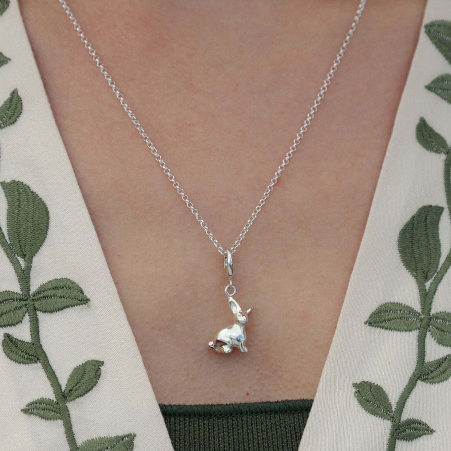 Sterling Silver Bunny Charm Necklace