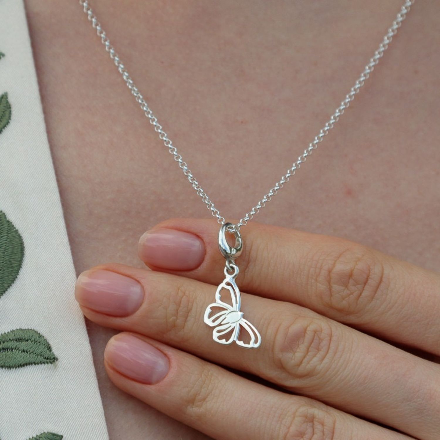 Sterling Silver Butterfly Charm Necklace