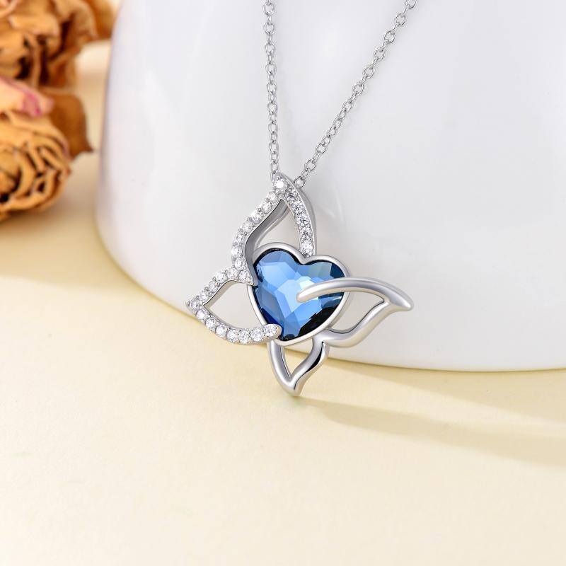 Sterling Silver Butterfly Crystal Pendant Necklace