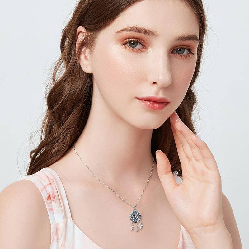 Sterling Silver Butterfly & Dream Catcher Urn Necklace for Ashes