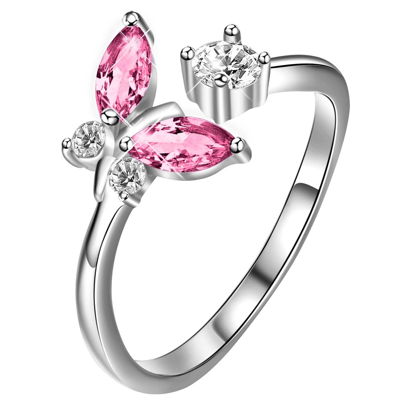 Sterling Silver Crystal Butterfly Ring