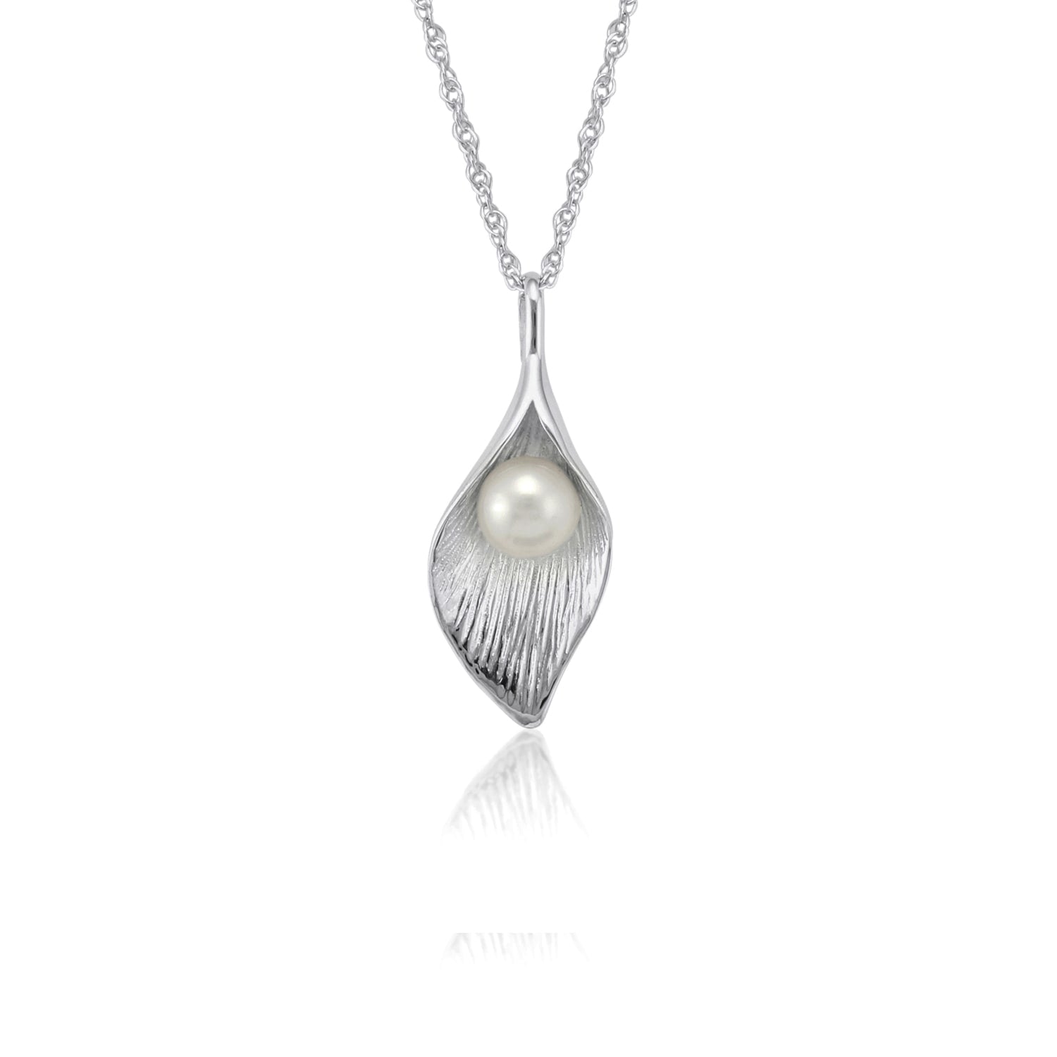 Sterling Silver Calla Lily Pendant With Freshwater Pearl