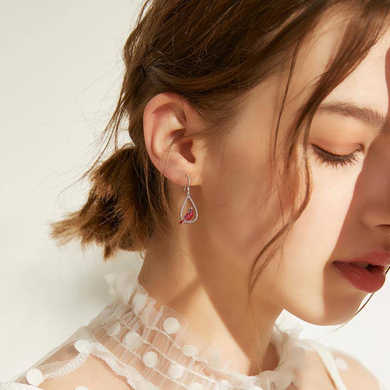 Sterling Silver Cardinal Drop Earrings