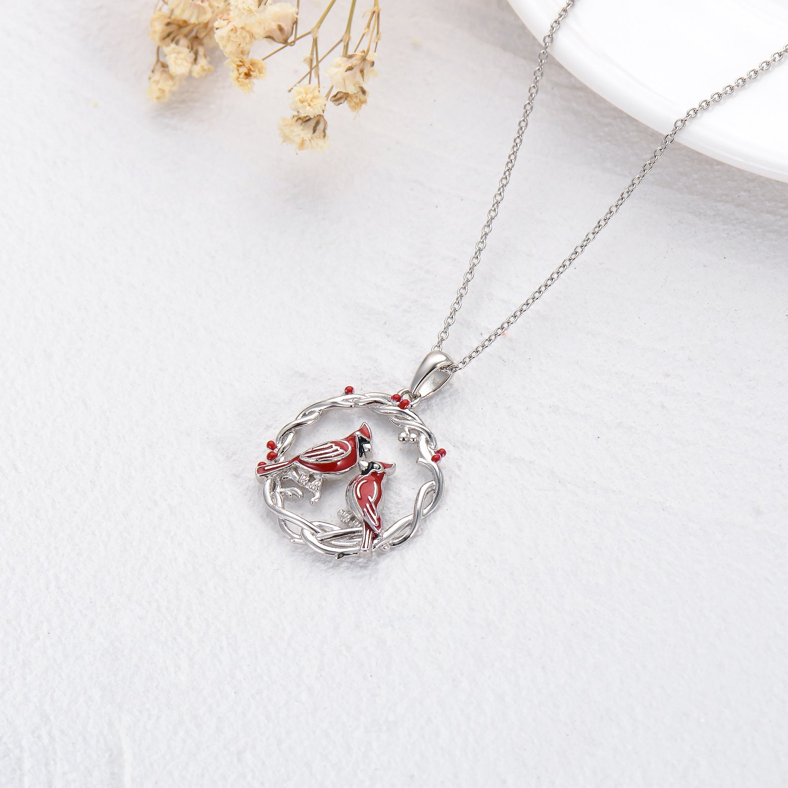 Sterling Silver Cardinal Pendant Necklace