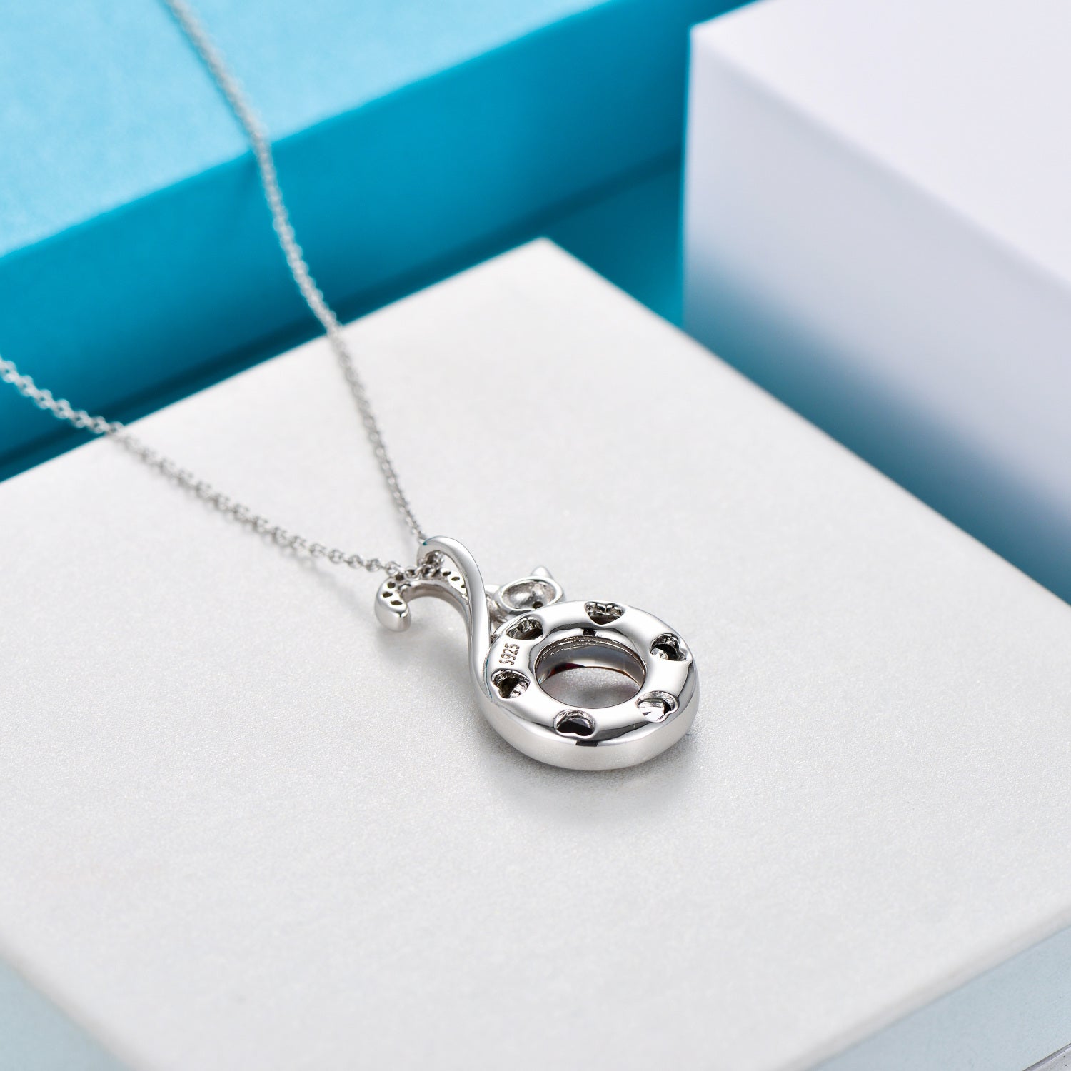 Sterling Silver Cat Crystal Necklace for Women