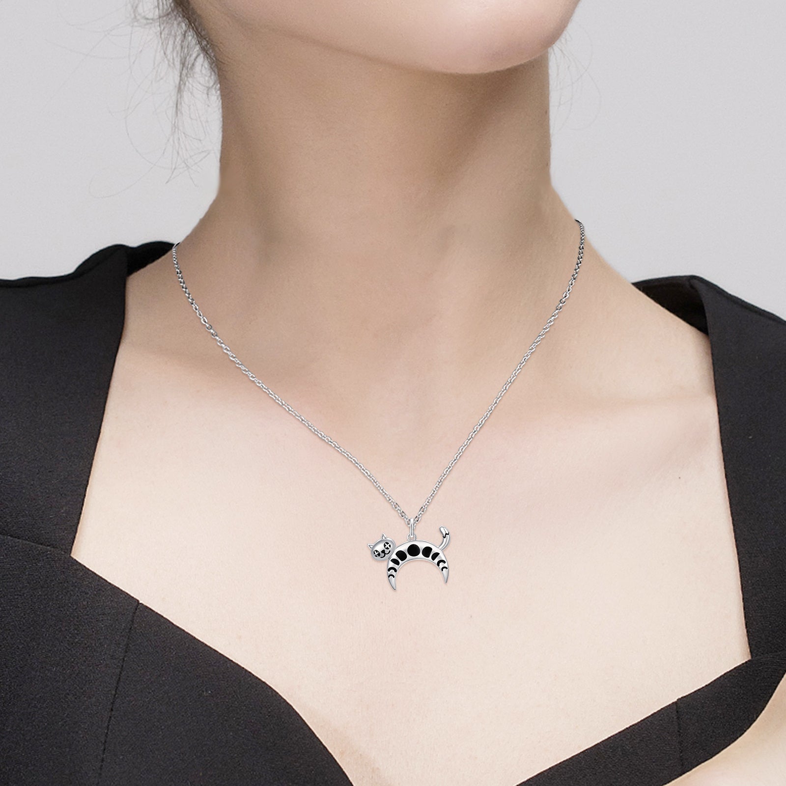 Sterling Silver Cat Pendant Necklace