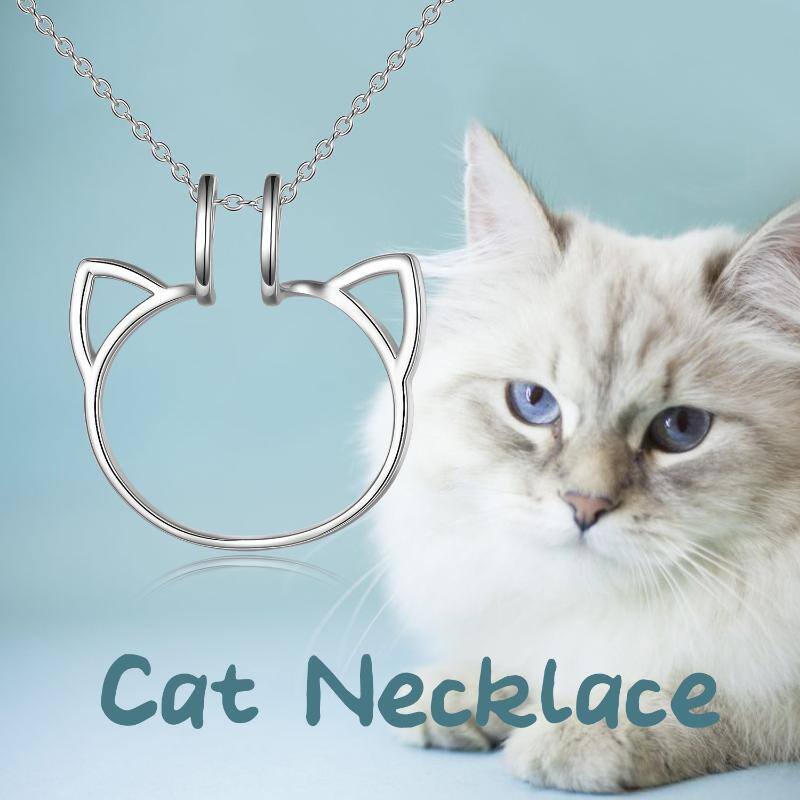 Sterling Silver Cat Ring Holder Pendant Necklace