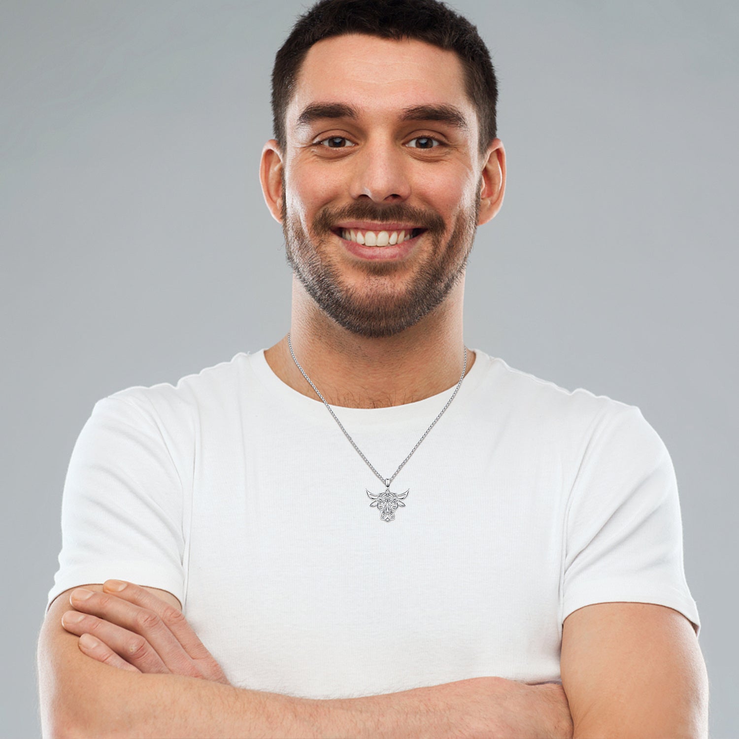 Sterling Silver Celtic Knot Cow Pendant Necklace