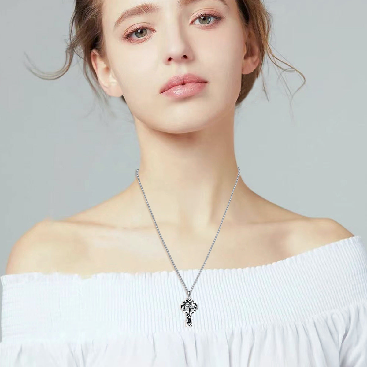 Sterling Silver Celtic Knot & Cross Pendant Necklace