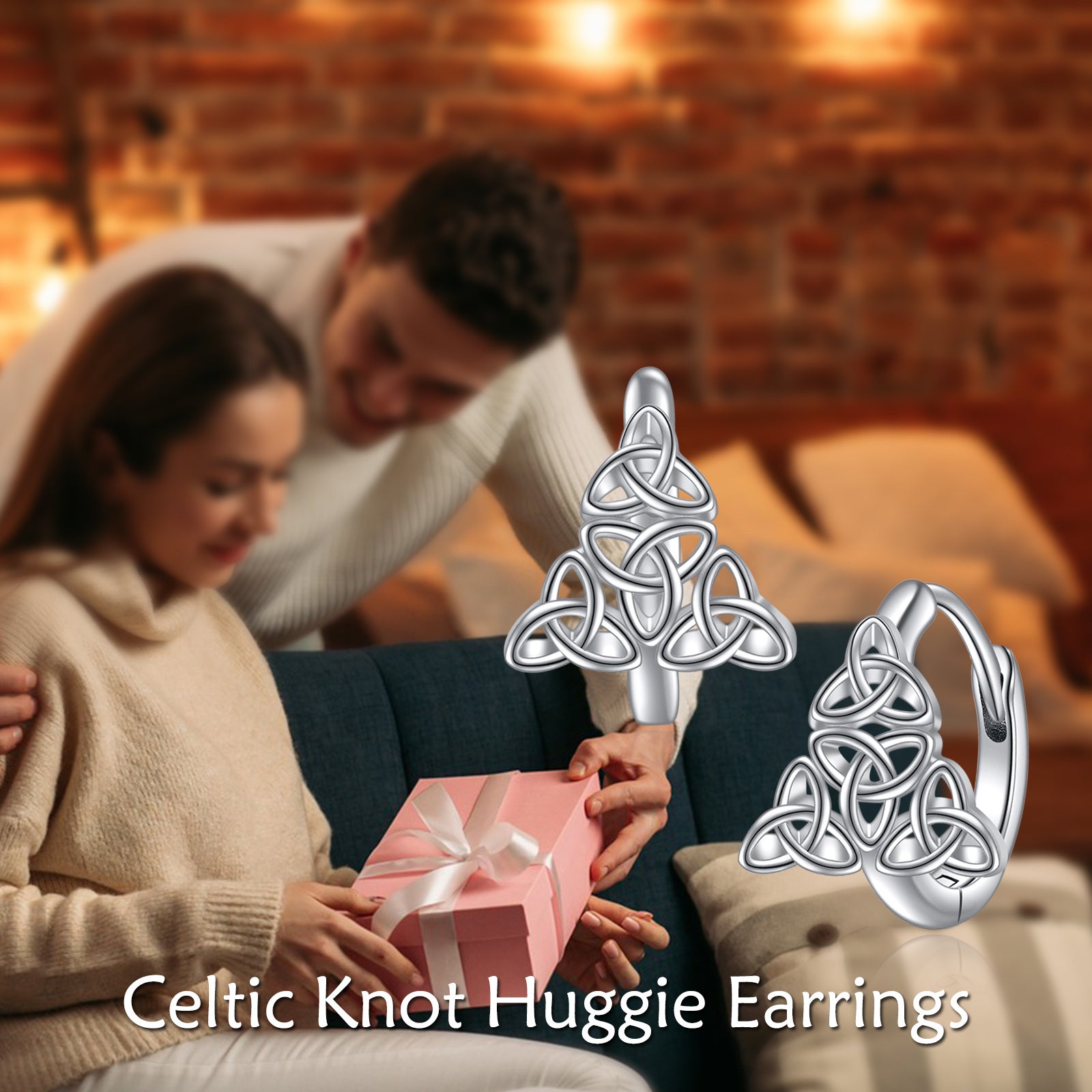 Sterling Silver Celtic Knot Hoop Earrings