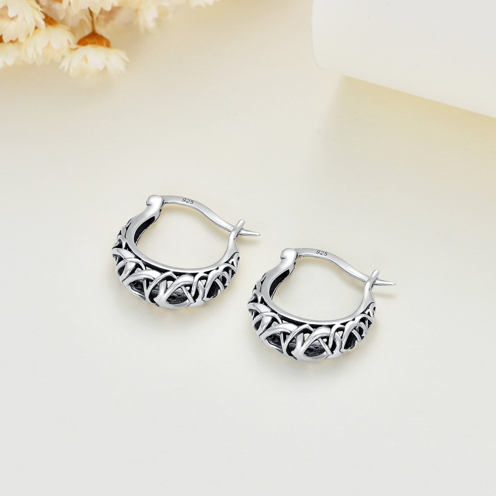 Sterling Silver Celtic Knot Hoop Earrings