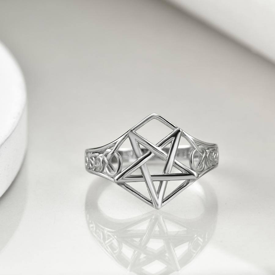 Sterling Silver Celtic Knot & Pentagram Ring