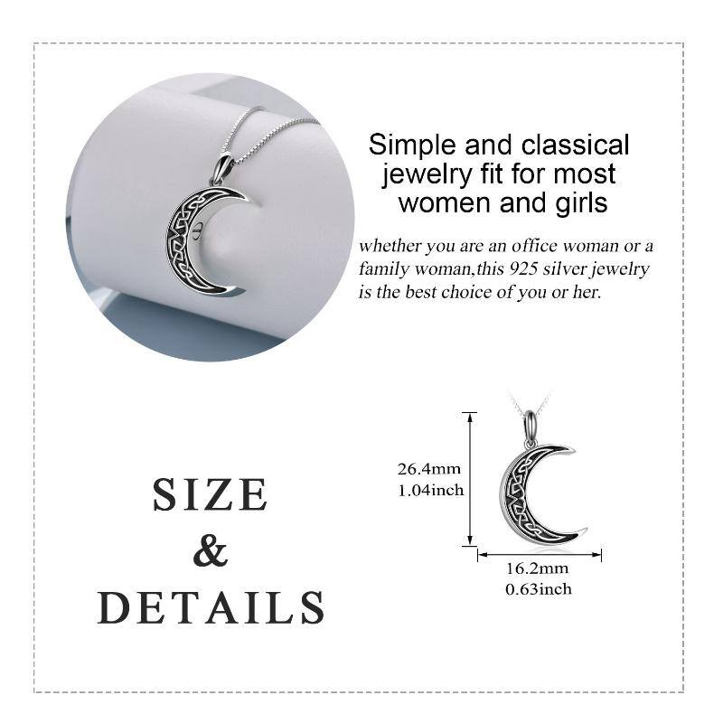 Sterling Silver Celtic Knot Viking Moon Urn Necklace for Ashes