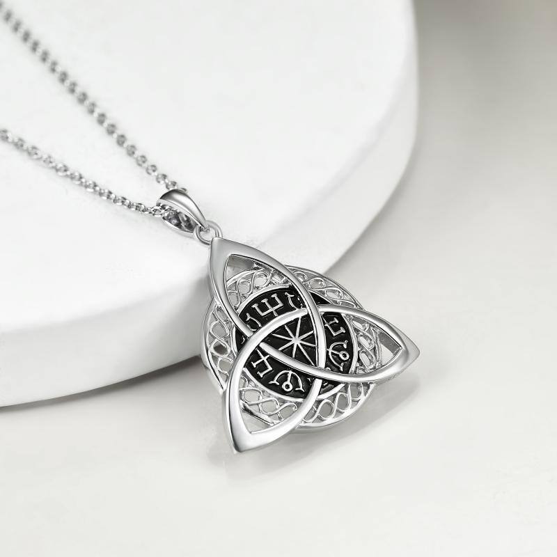 Sterling Silver Celtic Knot & Viking Rune Amulet Pendant Necklace