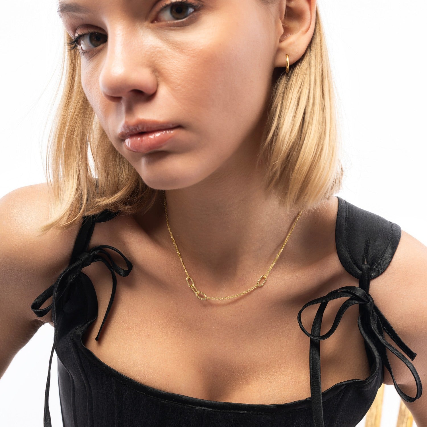 Sterling Silver Chain & Link Necklace - Gold