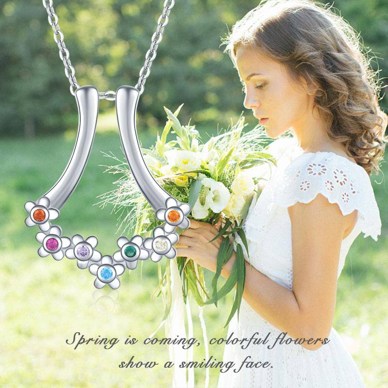 925 Sterling Silver Chakra Wildflowers Necklace for Women