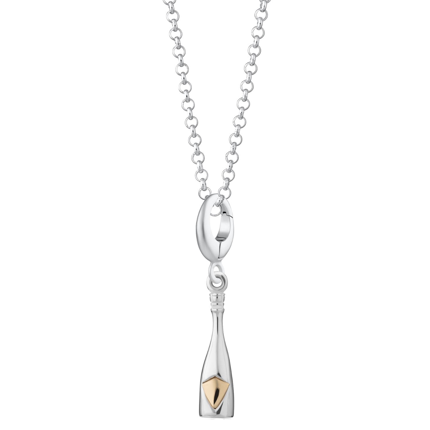 Sterling Silver Champagne Bottle Charm Necklace