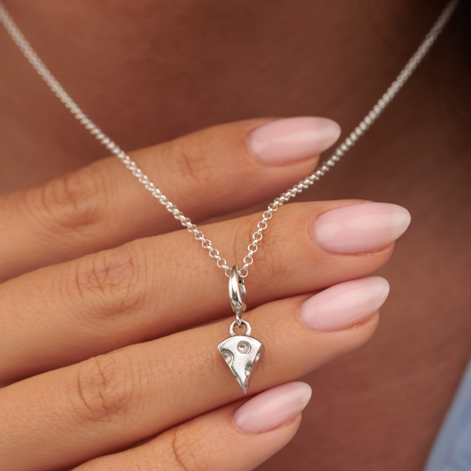 Sterling Silver Cheese Slice Charm Necklace