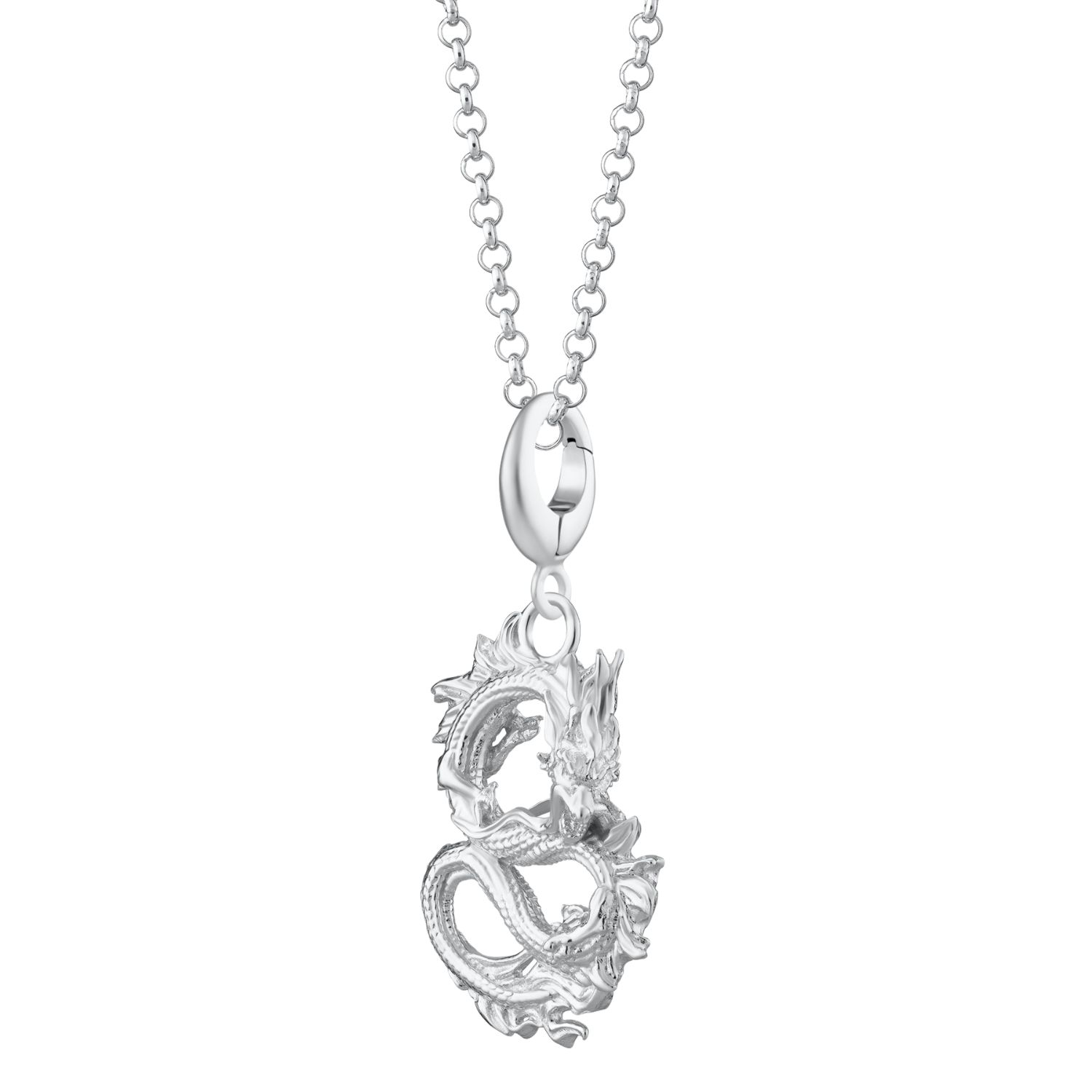 Sterling Silver Chinese Dragon Charm Necklace