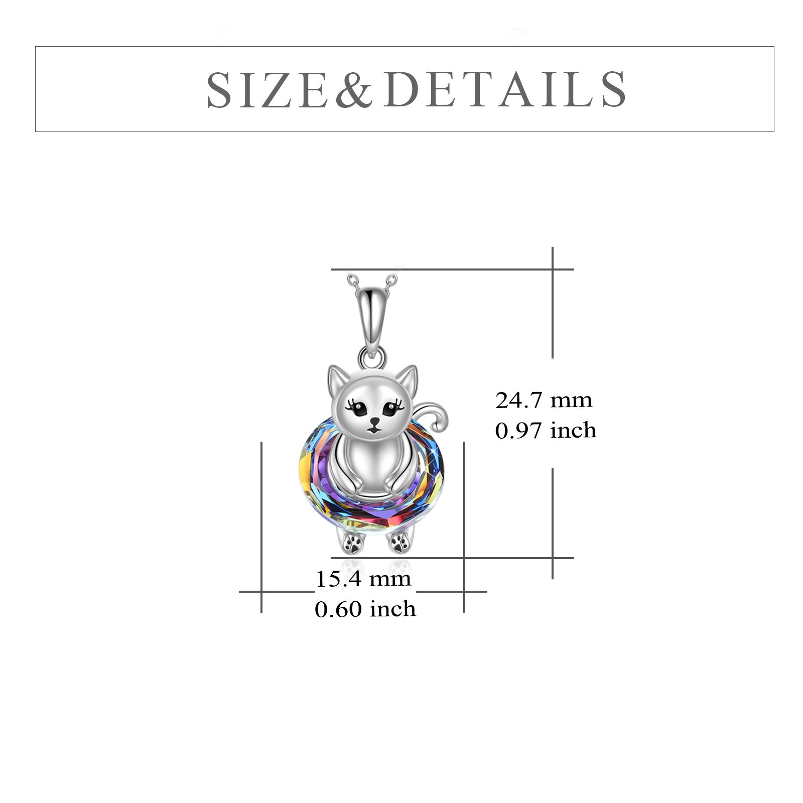Sterling Silver Circular Shaped Cat Pendant Necklace