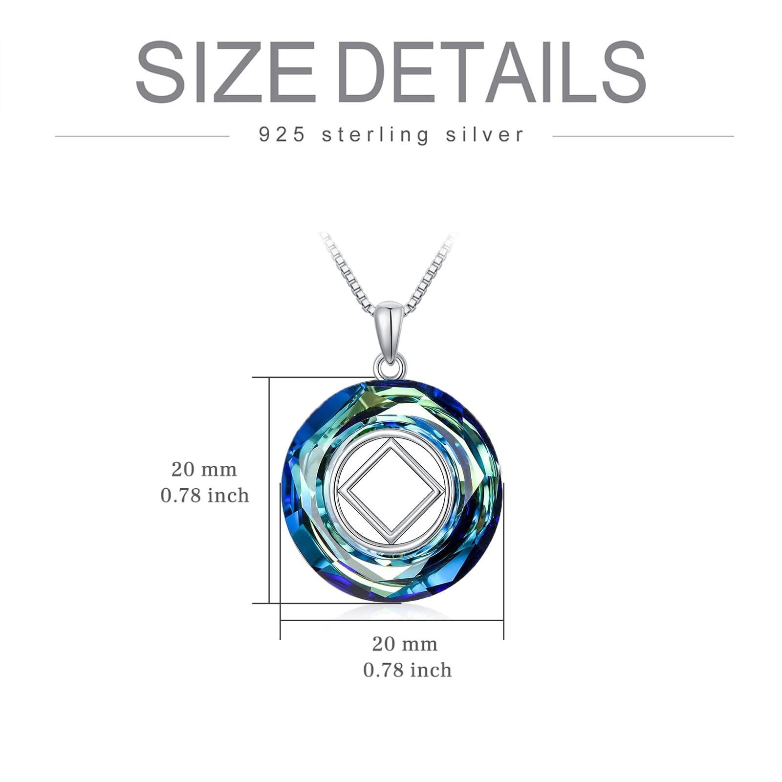 Sterling Silver Square Crystal Pendant Necklace