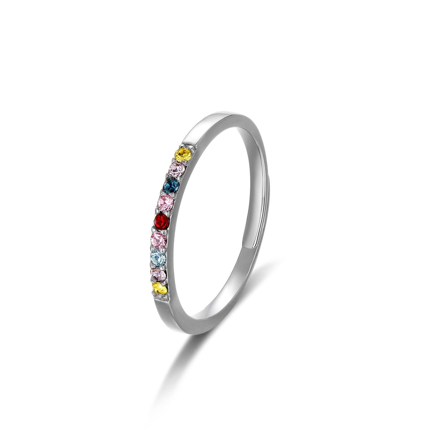 Sterling Silver Round Shaped Crystal Open Ring