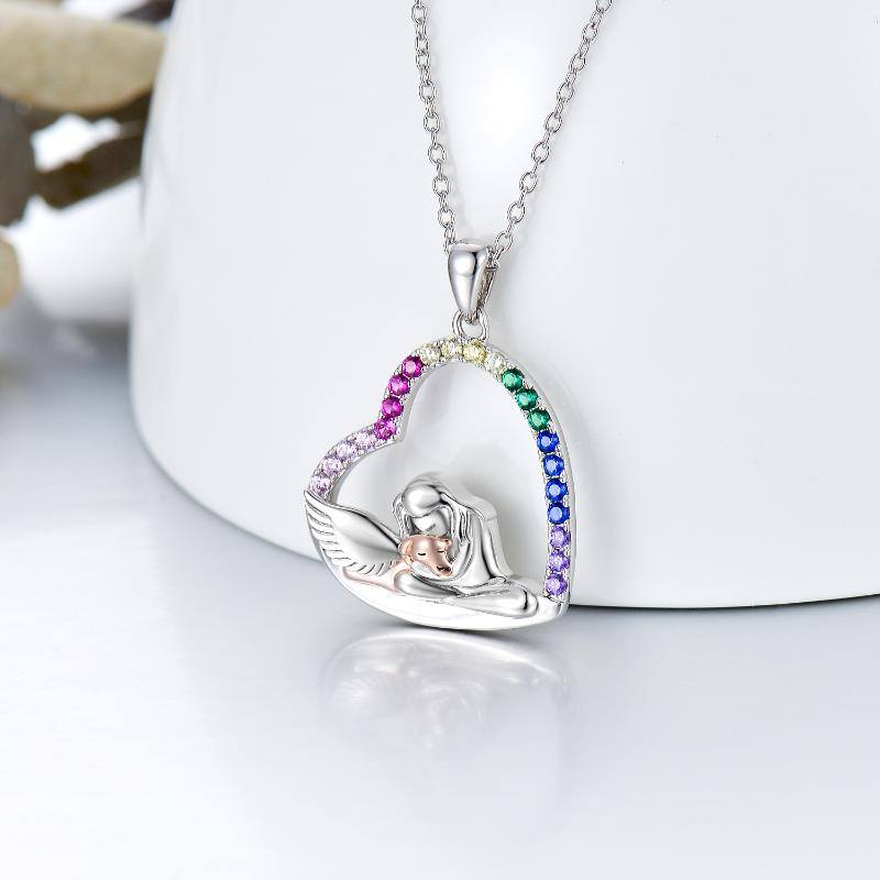 Sterling Silver Circular Shaped Cubic Zirconia Dog Pendant Necklace