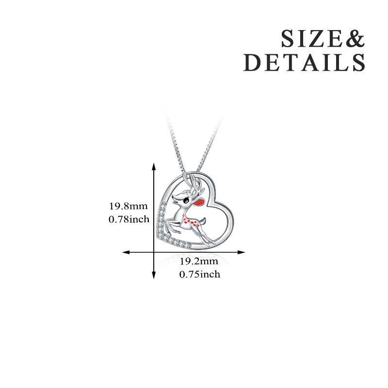 Sterling Silver Circular Shaped Cubic Zirconia Elk Pendant Necklace