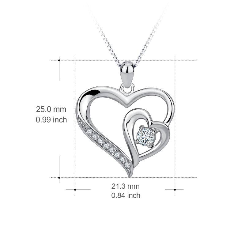 Sterling Silver Cubic Zirconia Double Heart Necklace For Her