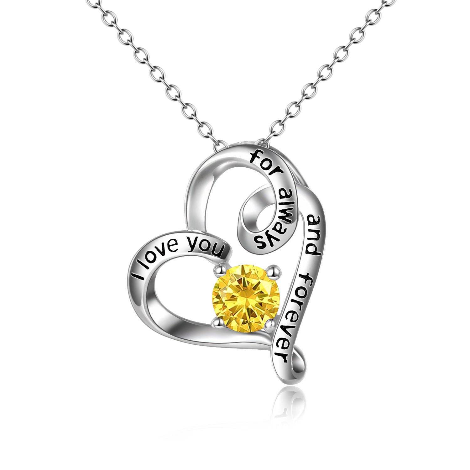 Sterling Silver Circular Cubic Zirconia Heart Engraved Necklace for Women