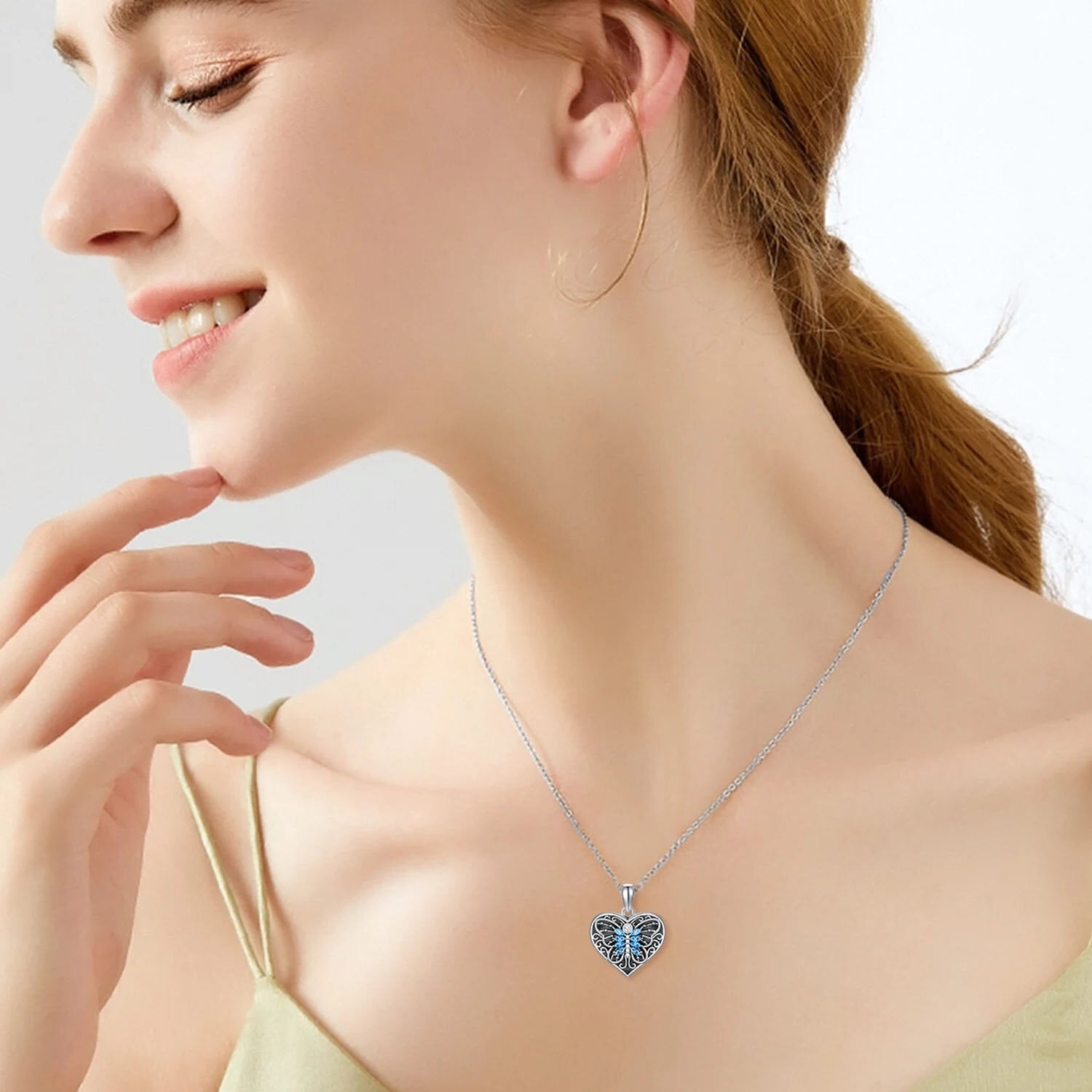 Sterling Silver Circular Shaped Heart Personalized Photo Locket Necklace