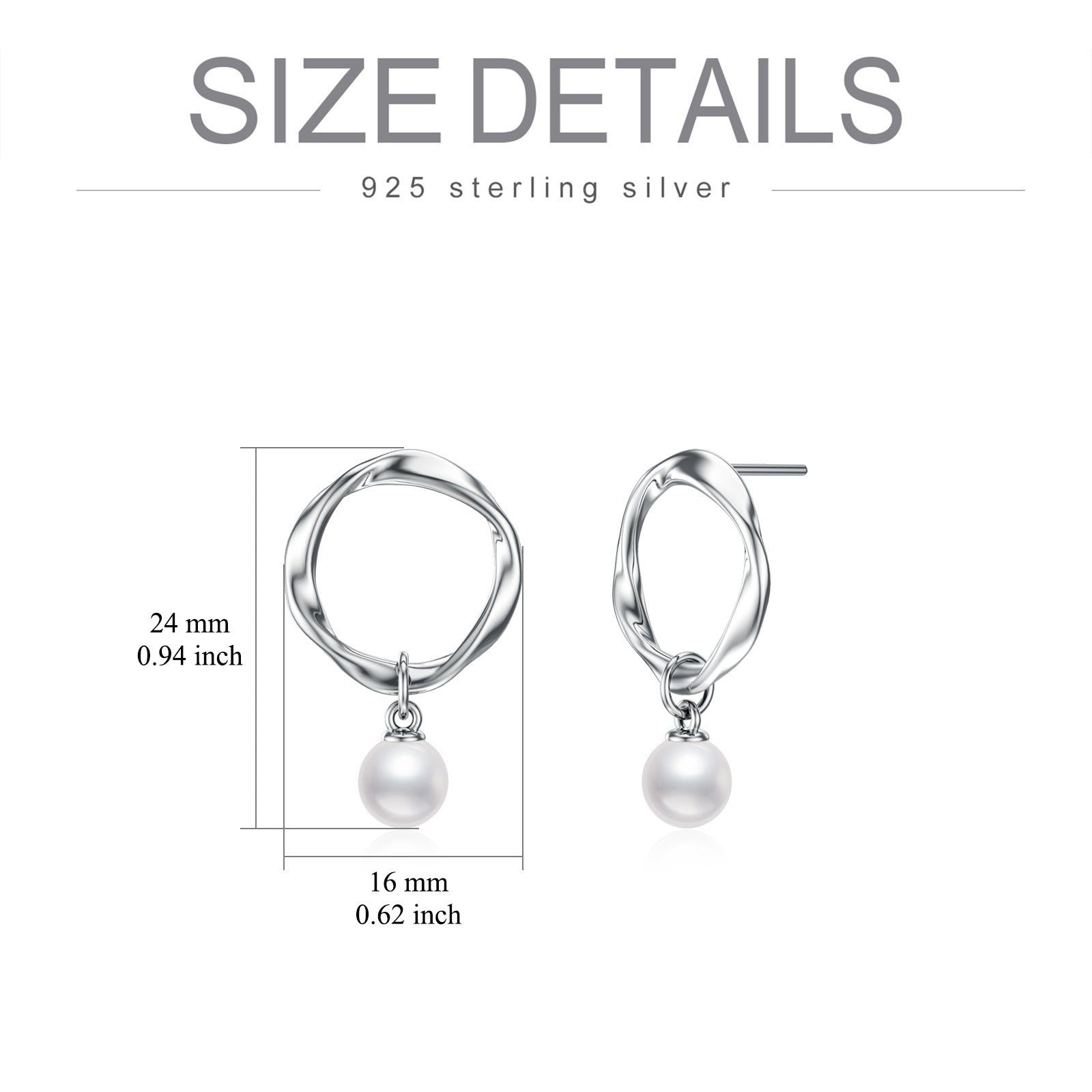 Sterling Silver Circular Shaped Pearl Circle Drop Earrings