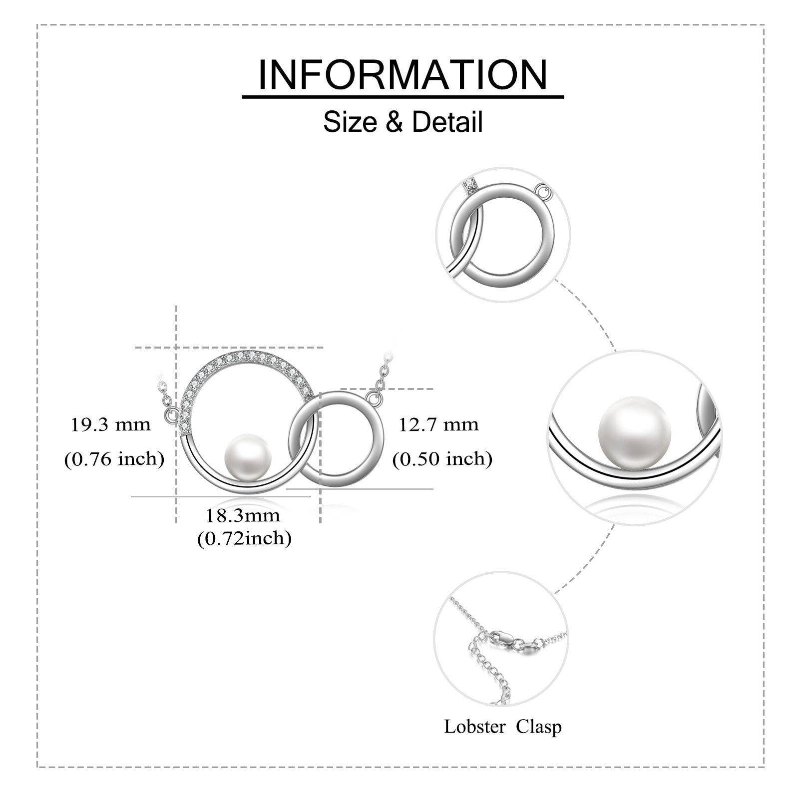 Sterling Silver Circular Shaped Pearl Generation Ring Circle Pendant Necklace