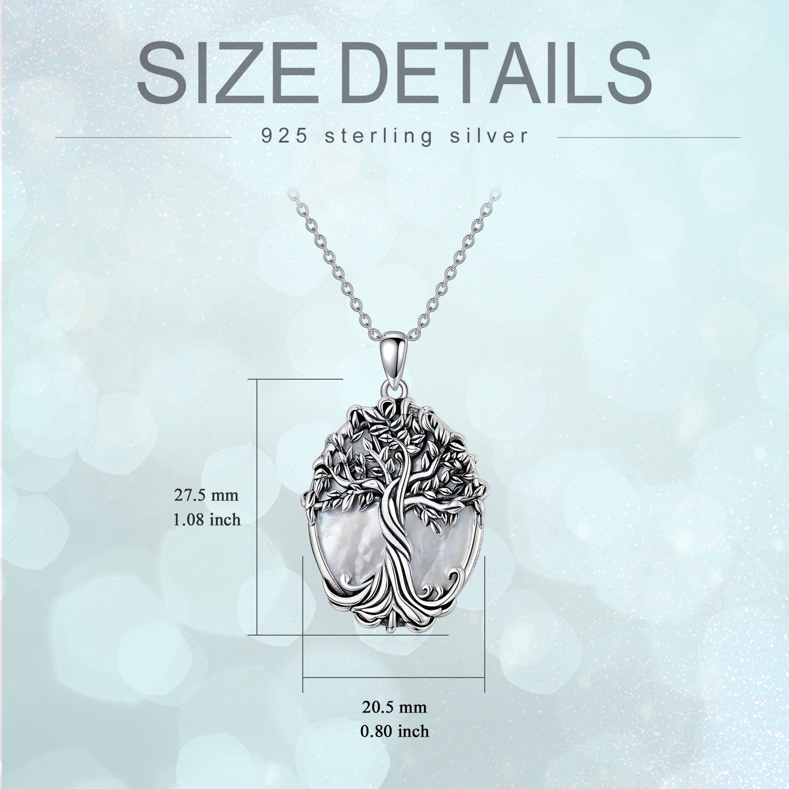 Sterling Silver Circular Shaped Pearl Tree Of Life Pendant Necklace