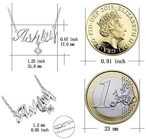 Sterling Silver Personalized Birthstone Custom Nameplate Cursive Name Necklace For Women