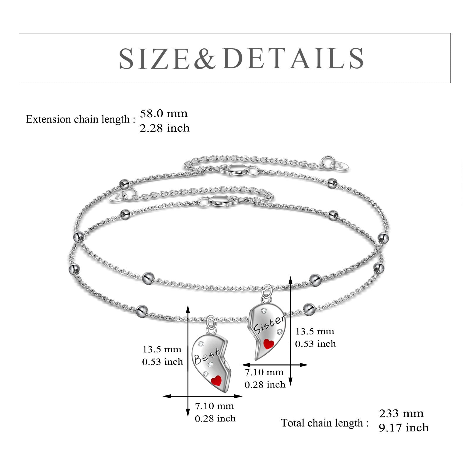 Sterling Silver Circular Shaped Cubic Zirconia Sisters Charm Bracelet