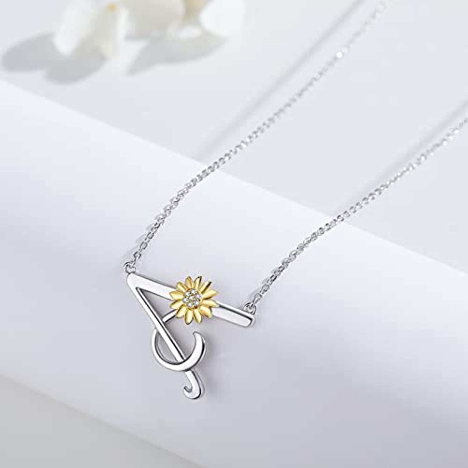 Sterling Silver Circular Shaped Cubic Zirconia Sunflower Pendant Necklace
