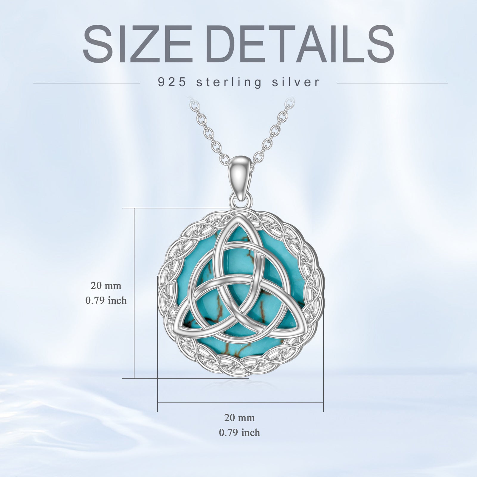 Sterling Silver Circular Shaped Turquoise Celtic Knot Pendant Necklace
