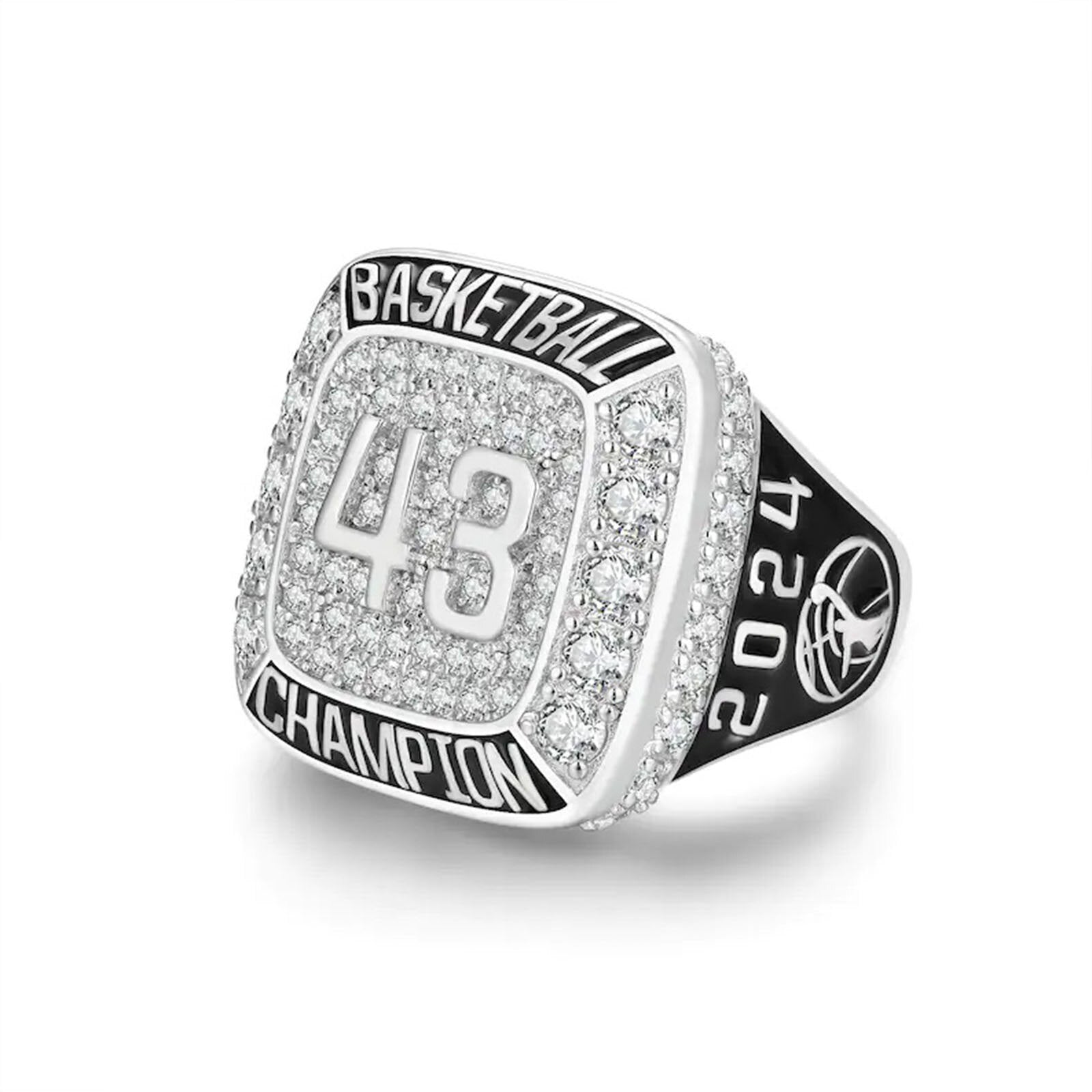 Sterling Silver Round Shaped Zircon Personalized Engraving Ring