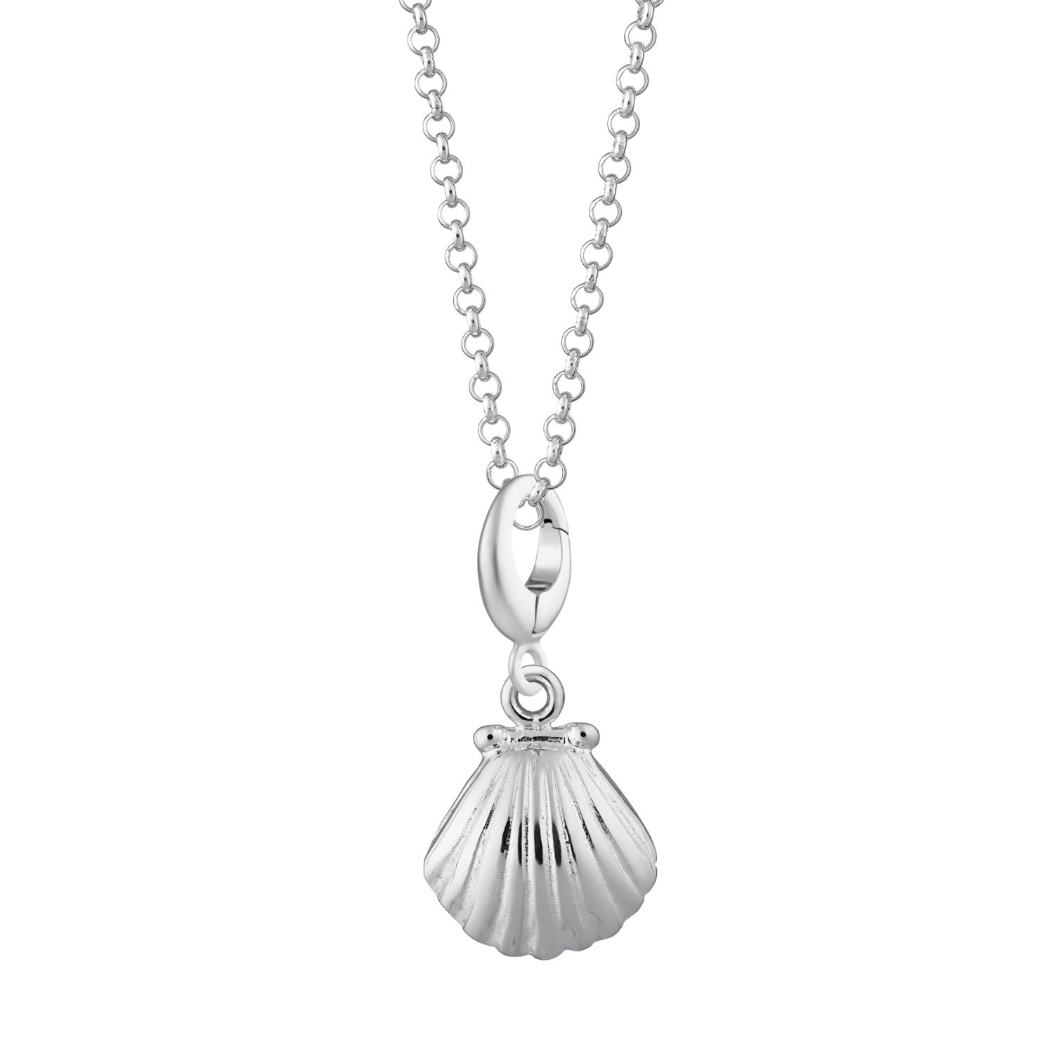 Sterling Silver Clam Shell Charm Necklace