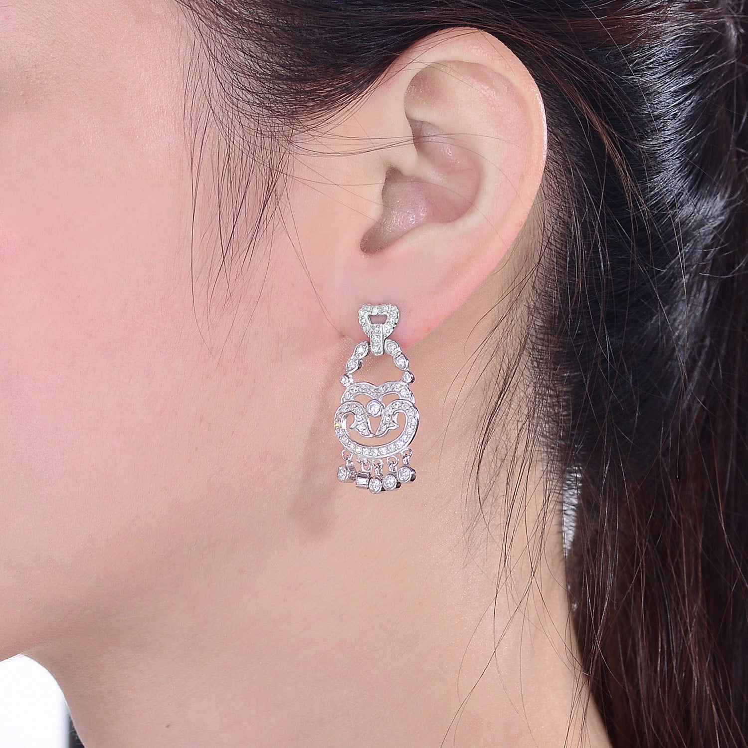 Sterling Silver Clear Cubic Zirconia Accent Chandelier Earrings