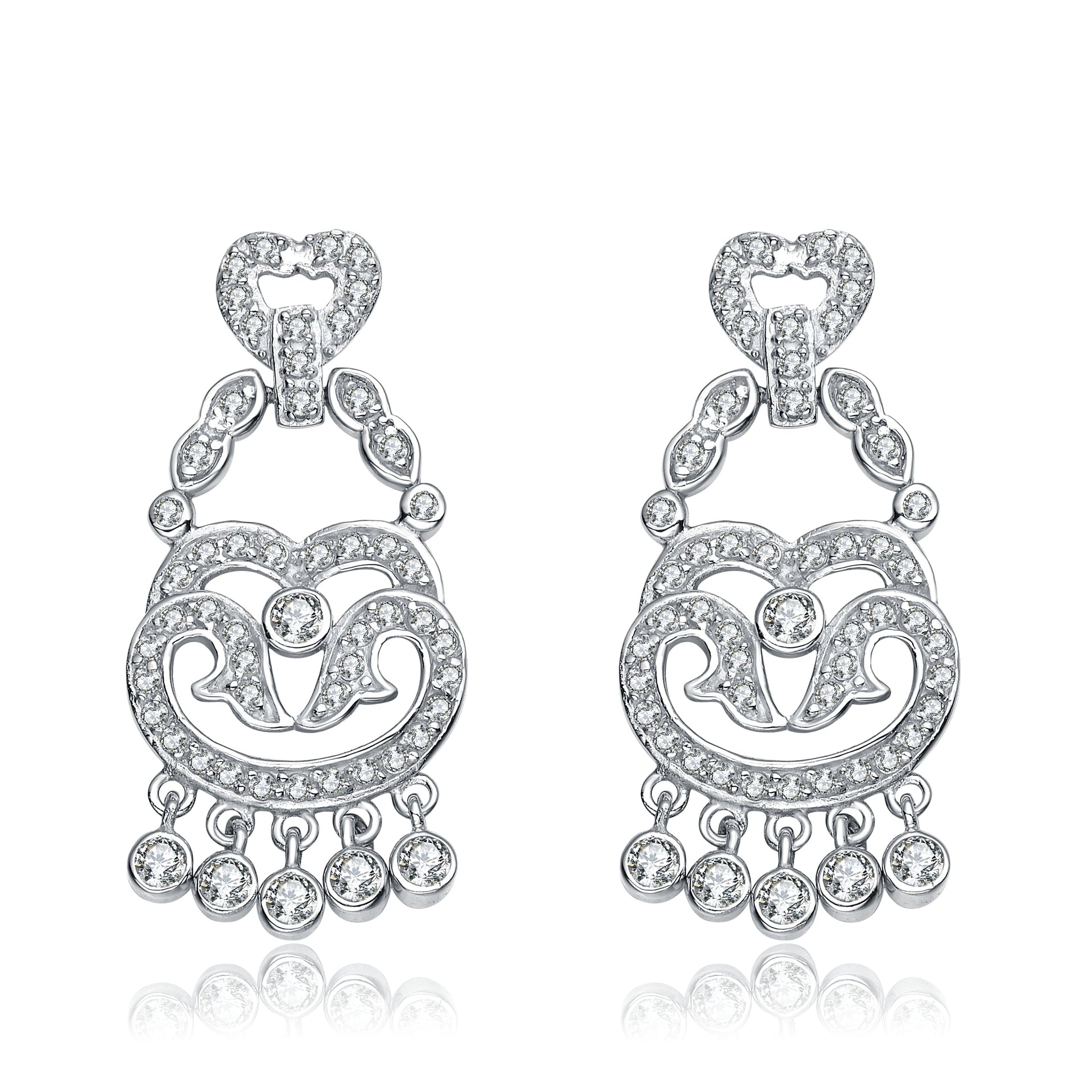 Sterling Silver Clear Cubic Zirconia Accent Chandelier Earrings