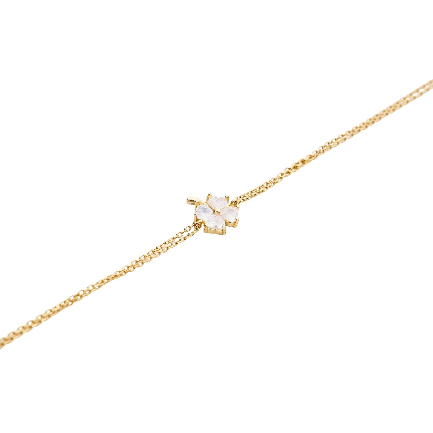 Sterling Silver Clover Bracelet - Gold